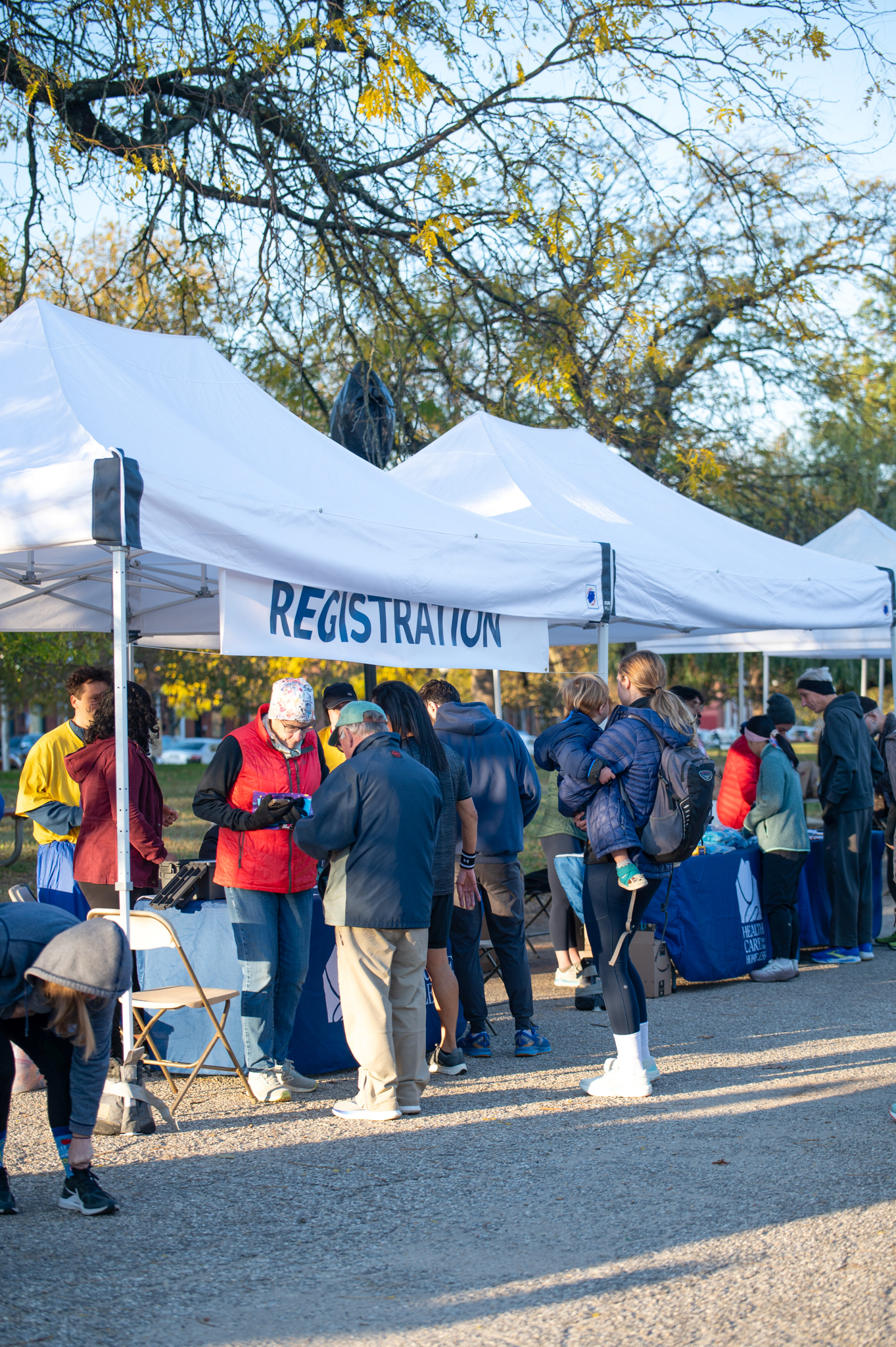 5K participants visit the registration tents.